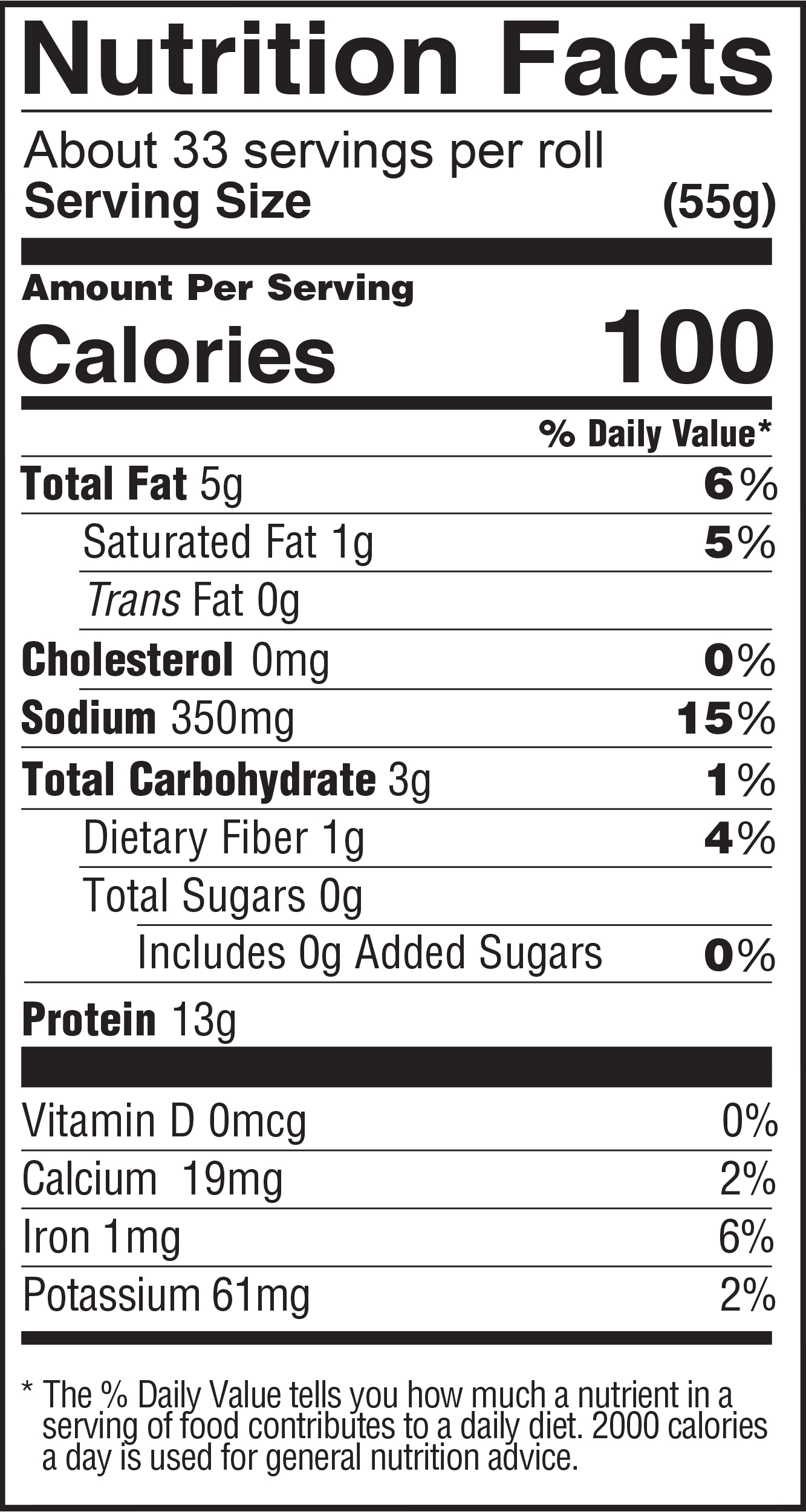 WORTHINGTON® CHICKETTS™ Nutrition Facts Label